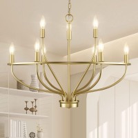 Fookchak 9Light Gold Light Fixture Vintage Candle Chandelier Lighting Brass Dining Room Chandelier Over Table For Living Room F