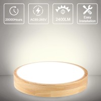 Led Ceiling Light Flush Mount 12 Inch 24W Wood Bedroom Light Fixture With Round Modern Flat Overhead Minimalist Ceiling Lamps F