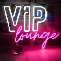 Horseneon Vip Lounge Neon Signs For Wall Decor Vip Neon Lights Signs For Room Decor Led Light Up Sign With Usb Powered For Bar