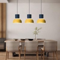 Qufute Modern Industrial Pendant Light Macaron Color Barn Style Mid Century Hanging Light Fixture With Aluminum Shade Chandelier Nordic Colorful Ceiling Pendant Lights For Dining Room Kitchen