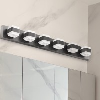 Ensenior Bathroom Vanity Light Fixtures Over Mirror 6 Lights374 Inch Modern Dimmable Black Vanity Lighting Lixtures Acryli