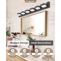 Ensenior Bathroom Vanity Light Fixtures Over Mirror 6 Lights374 Inch Modern Dimmable Black Vanity Lighting Lixtures Acryli