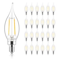 Sigalux Candelabra Led Light Bulbs Dimmable, E12 40 Watt Chandelier Light Bulbs, Ca10 Flame Tip Candle Light Bulbs, 2700K Warm White,300Lm E12 Led Bulb For Chandeliers, Ceiling Fan, Pendant, 24 Pack