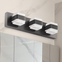 Ensenior Bathroom Vanity Light Fixtures Over Mirror 3 Lights185 Inch Modern Dimmable Black Vanity Lighting Lixtures Acryli