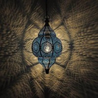 Modern Turkish Vintage Antique Look Moroccan Blue/Gold Ceiling Lights Home Lantern Pendant Gifts Oriental Arabian Hanging Lamp