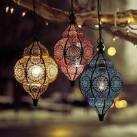 Modern Turkish Vintage Antique Look Moroccan Blue/Gold Ceiling Lights Home Lantern Pendant Gifts Oriental Arabian Hanging Lamp