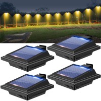 Gutter Lights,40 Led Solar Patio Decor Lights, Deck Lights Outdoor Waterproof Fence Lights For Wall Backyard Porch, Patio, Pool,Step Stairs, Yard, Garden, Pathway (4Pack-Black,Warm White Light)