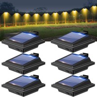 Gutter Lights,40 Led Solar Patio Decor Lights, Deck Lights Outdoor Waterproof Fence Lights For Wall Backyard Porch, Patio, Pool,Step Stairs, Yard, Garden, Pathway (6Pack-Black,Warm White Light)