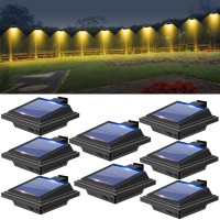 Gutter Lights,40 Led Solar Patio Decor Lights, Deck Lights Outdoor Waterproof Fence Lights For Wall Backyard Porch, Patio, Pool,Step Stairs, Yard, Garden, Pathway (8Pack-Black,Warm White Light)