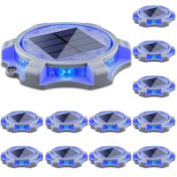 Siedinlar Solar Deck Lights Outdoor 2 Modes Led Driveway Markers Dock Light Waterproof For Step Walkway Ground Stair Pathway Yard Road Garden 12 Pack (Blue/Red)