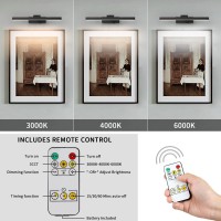 Joosenhouse Picture Light Battery Powered Dimmable Wireless Picture Lights With Timer Remote Rechargeable Painting Light Adjusta