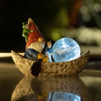 Rezpuao Garden Gnome Statue Solar Gnomes Figurine Outdoor Gnome Decor Gnomes Decorations For Yard With Solar Light Gnome Sculptu