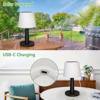 Tryme Solar Table Lamp With Solar Powerd And Usb Powered Outdoor Table Lamp With Pull Chain Switch 3 Ways Dimmable Rechargeable Battery Lamps For Indoor Desk Bar Decor