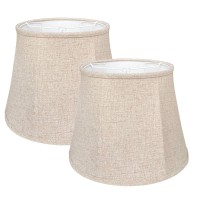 Double Tootoo Star Brown Lamp Shade Set Of 2, Large Drum Lampshade For Floor Light And Table Lamp 10X14X10 Inch, Diy Fabric Natural Linen Hand Crafted, Spider (Brown, 10 X 14 X 10.5 Inch)