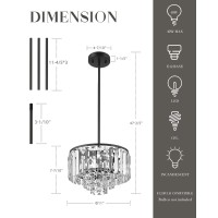 Cargifak 4Tier Crystal Chandelier Modern Black Chandelier 3Light Pendant Light For Dinning Room Kitchen Island Bedroom Entry