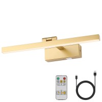 Joosenhouse Picture Light Battery Operated Dimmable Wireless Picture Light With Timer Remote Gold Painting Light Adjustable Swin