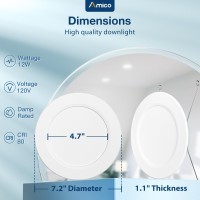 Amico 56 Inch 5Cct Led Recessed Lighting 20 Pack 1050Lm Ultrathin Flat Led Can Lights Dimmable Ic Rated 12W Eqv 110W 2700