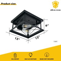 Hamilyeah Industrial Flush Mount Ceiling Light Fixture Black, Farmhouse Close To Ceiling Light Fixture For Bedroom, Living Room, Porch, Hallway, Outdoor, Kitchen Lights Ceiling Mount