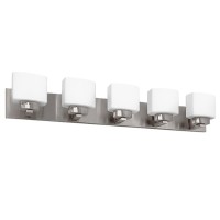 Design House 589507 Dove Creek Vanity Light Dimmable With Frosted Glass For Above Bathroom Mirror Satin Nickel 5Light