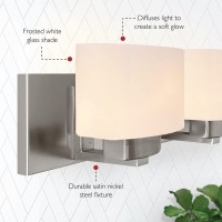 Design House 589507 Dove Creek Vanity Light Dimmable With Frosted Glass For Above Bathroom Mirror Satin Nickel 5Light