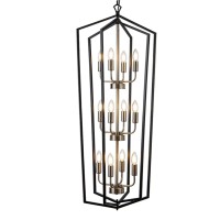 Lanhall 12-Light Lantern Tired Foyer Entryway Hanging Lights Farmhouse High Ceiling Pendant Lights Industrial Chandelier For Hall Foyer Entryway Living Room-Brushed Nickel