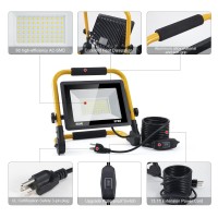 Orhomelife 50W 5000Lm Led Work Light 400W Equivalent 6000K Ip66 Waterproof Flood Lights 131Ft 4M Cord With Plug Portable Led