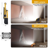 Orhomelife 50W 5000Lm Led Work Light 400W Equivalent 6000K Ip66 Waterproof Flood Lights 131Ft 4M Cord With Plug Portable Led