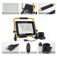 Orhomelife 100W 10000Lm Led Work Light 800W Equivalent 6000K Ip66 Waterproof Flood Lights 131Ft 4M Cord With Plug Portable L