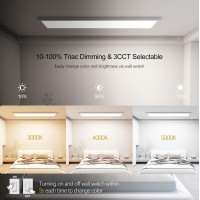 Aikvsxer 6Pack 1X4 Led Flat Panel Light Surface Mount Led Ceiling Light, 5500Lm 50W Triac 10-100% Dimmable, 3000/4000/5000K Ac120V Kitchen Lights Ceiling Flush Mount For Garage/Basement/Laundry