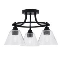 Paramount 3 Light Semi-Flush In Matte Black Finish With 7