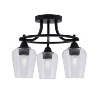 Paramount 3 Light Semi-Flush In Matte Black Finish With 5