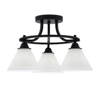 Paramount 3 Light Semi-Flush In Matte Black Finish With 7