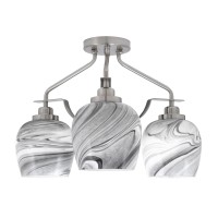 Odyssey 3 Light Semi Flush Mount In Brushed Nickel Finish With 6