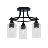 Paramount 3 Light Semi-Flush In Matte Black Finish With 4