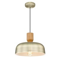 Darkaway Vintage Pendant Light Fixtures Ceiling Hanging With Hammered Metal Shade, Brushed Brass Pendant Light For Kitchen Island Lighting Hanging Lamp Adjustable Height, Medium