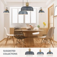 Darkaway Oversized Industrial Pendant Light Fixtures With Hammered Metal Shade 181Inch Blue Large Pendant Lighting For Kitchen