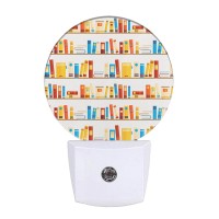 Uanvaha Books Night Light Book Shelves Knowledge Is Power Plug In Night Lights Auto Led Lamp Energy Saving Round Lights For Boys