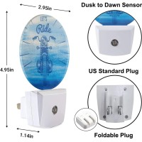 Uanvaha Motor Bike Nightlight Summer Travel Lets Ride Blue Plugin Night Lights With Dusktodawn Sensor For Bedroom Bathroom