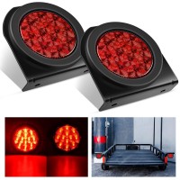 Nilight 4Inch Round Trailer Tail Light With Flush Mount Grommets Plugs Wmounting Brackets 2Pcs Red Waterproof Stop Brake Turn T