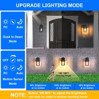 Titosichy Porch Lights With Gfci Outlet Dusk To Dawn Motion Sensor Outdoor Lights 3 Light Modes Black Front Door Lights Waterpro