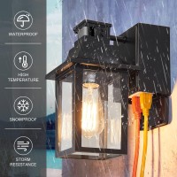 Titosichy Porch Lights With Gfci Outlet Dusk To Dawn Motion Sensor Outdoor Lights 3 Light Modes Black Front Door Lights Waterpro