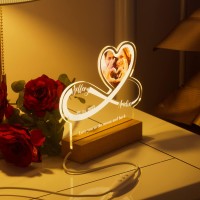 Idiy Personalised Gifts For Her Infinity Night Light - Personalised Lamp With Photo Name Date Dedication - Valentines Gifts For Her, Gifts For Wife