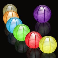 12 Packs White Led Paper Lantern With Lights 6 8 10 12 Round Hanging Chinesejapanese Ball Lantern For Valentines Day