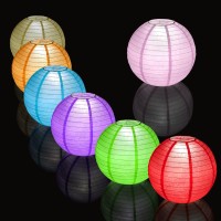 12Pcs Pink Paper Lanterns With 12Pcs White Led Lights 6 8 10 12 Round Hanging Chinesejapanese Ball Lantern For Valenti