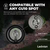 Ledvion Led Garden Spotlight Aluminium, Ip65, Gu10 Socket, 1 M Cable, Ground Spike Spotlight, Black