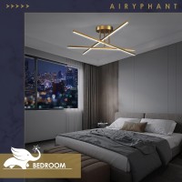 Airyphant Gold Led Chandelier, 3-Lights Modern Semi Flush Mount Ceiling Lighting Fixture For Kitchen Dining Room Foyer Entry Bedroom, 23.82