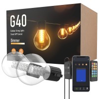 Outdoor Lights Bluetooth App Control - 50Ft Globe Led Patio Lights, Warm White Outdoor String Lights With Dimmer Timer, 25 G40 Shatterproof Waterproof Bulbs For Backyard Porch Balcony Outside Decor