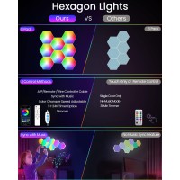 Niucoo 8 Pack Hexagon Led Lights Wall Panels Rgb Gaming Lights With App Smart Modular Panel Hex Tiles Push Glide Expansion Shap