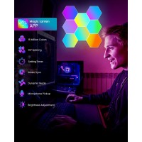 Niucoo 8 Pack Hexagon Led Lights Wall Panels Rgb Gaming Lights With App Smart Modular Panel Hex Tiles Push Glide Expansion Shap