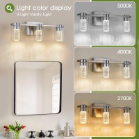 Zhizenl Bathroom Light Fixtures Brushed Nickel 3 Light Bathroom Vanity Light Over Mirror Modern Crystal Dimmable Led Vanity Li